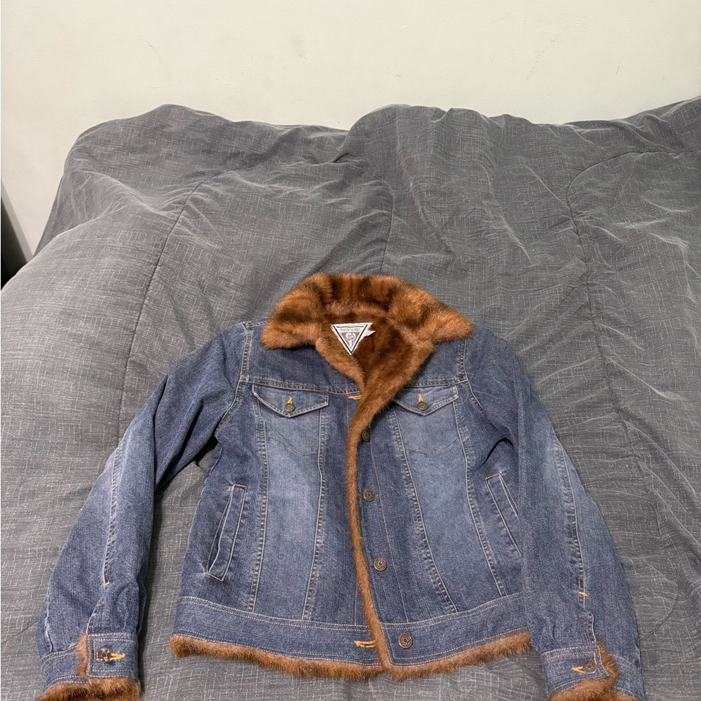 Vintage Marvin Richards Denim Jean Jacket Faux Fur